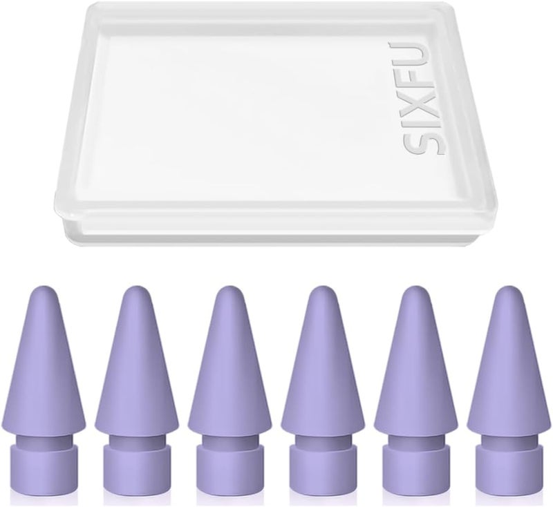 SIXFU 6 Pack Tips for Apple Pencil tip, Apple Pen Tip Compatible with iPad Pencil Tip with Cover Case for Apple Pencil Pro/USB-C/ 1st Gen/ 2nd Generation iPencil(Purple) - Image 1